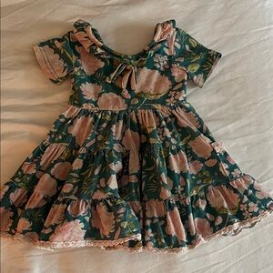 SweetHoney Teal and Pink Floral Tiered Dress